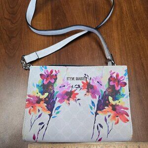 LIKE NEW - Steve Madden White Leather Crossbody with Floral Pattern